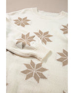 White Snowflake Christmas Tunic Sweater - L