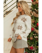 White Snowflake Christmas Tunic Sweater - L