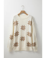 White Snowflake Christmas Tunic Sweater - M