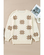 White Snowflake Christmas Tunic Sweater - M