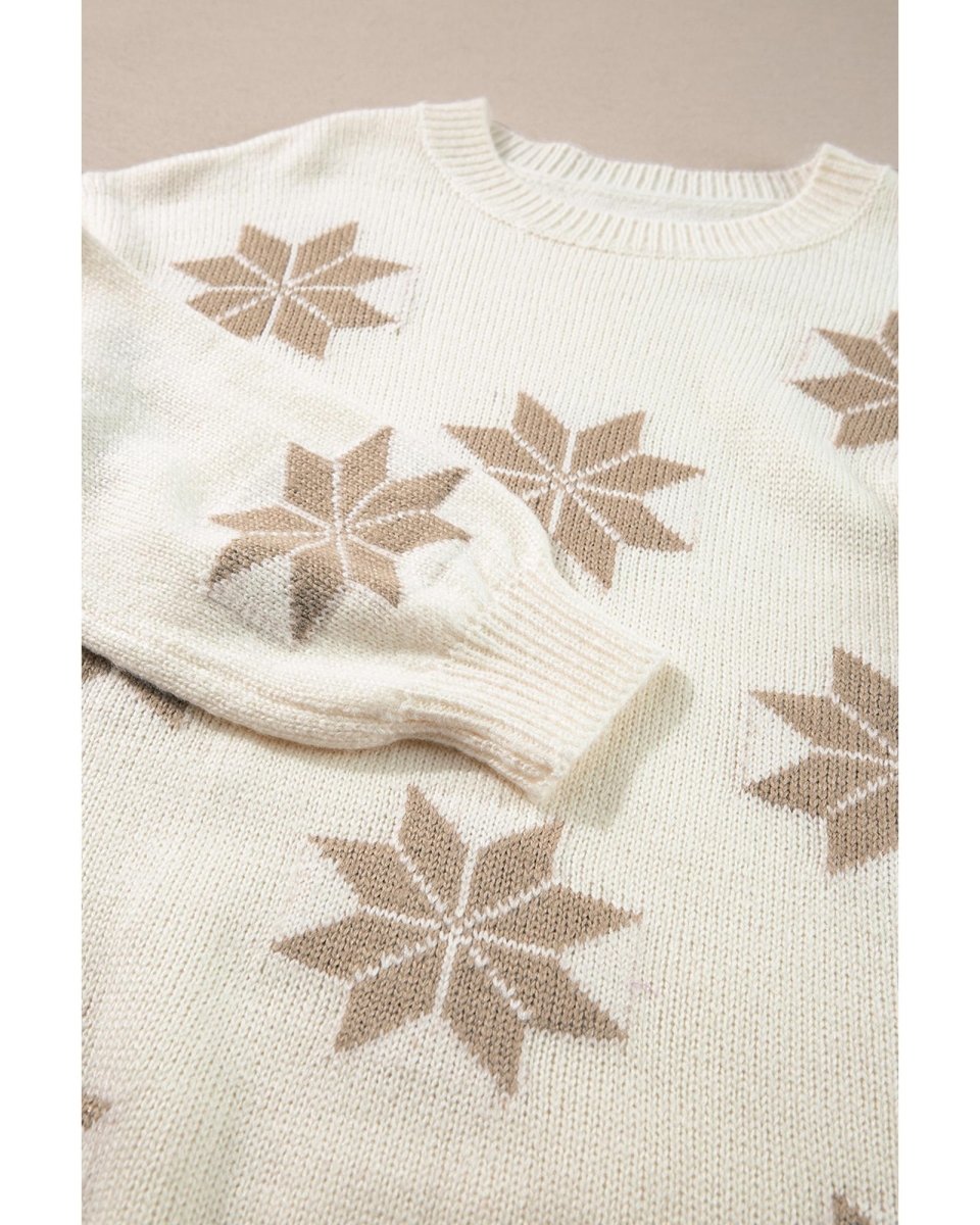 White Snowflake Christmas Tunic Sweater - S