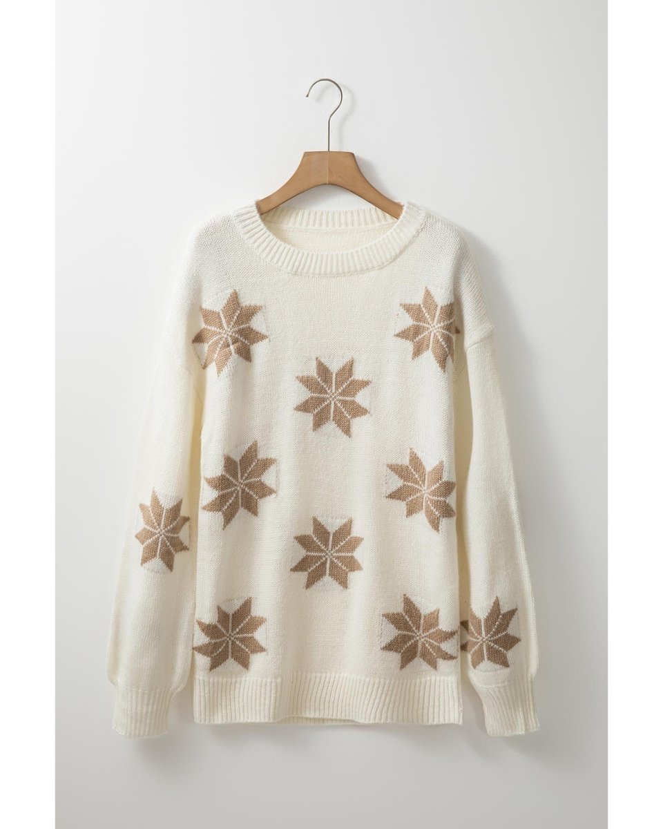 White Snowflake Christmas Tunic Sweater - XL