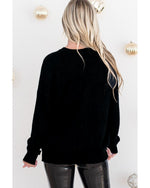 Black Tinsel Merry and Bright Graphic Christmas Sweater - S
