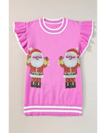 Bonbon Sequin Father Christmas Ruffled Sleeve Sweater T Shirt - L