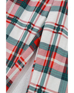 Red Christmas Plaid Print Two Piece Long Sleeve Pajamas Set - S