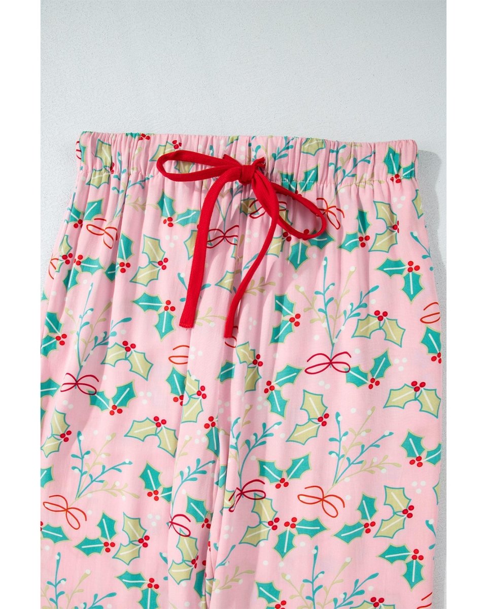 Multicolour Floral Christmas Pajamas Set - L