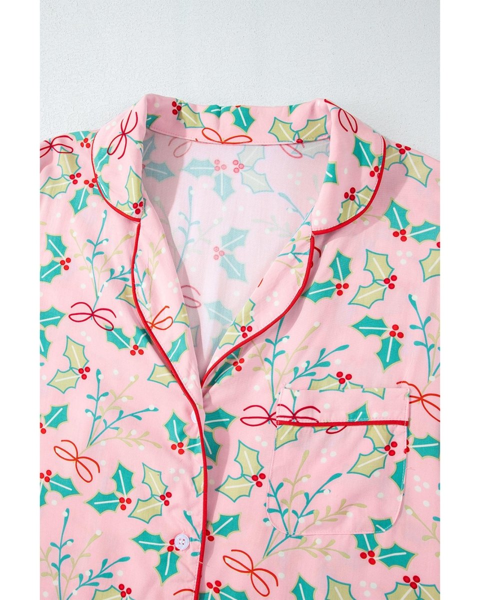 Multicolour Floral Christmas Pajamas Set - M