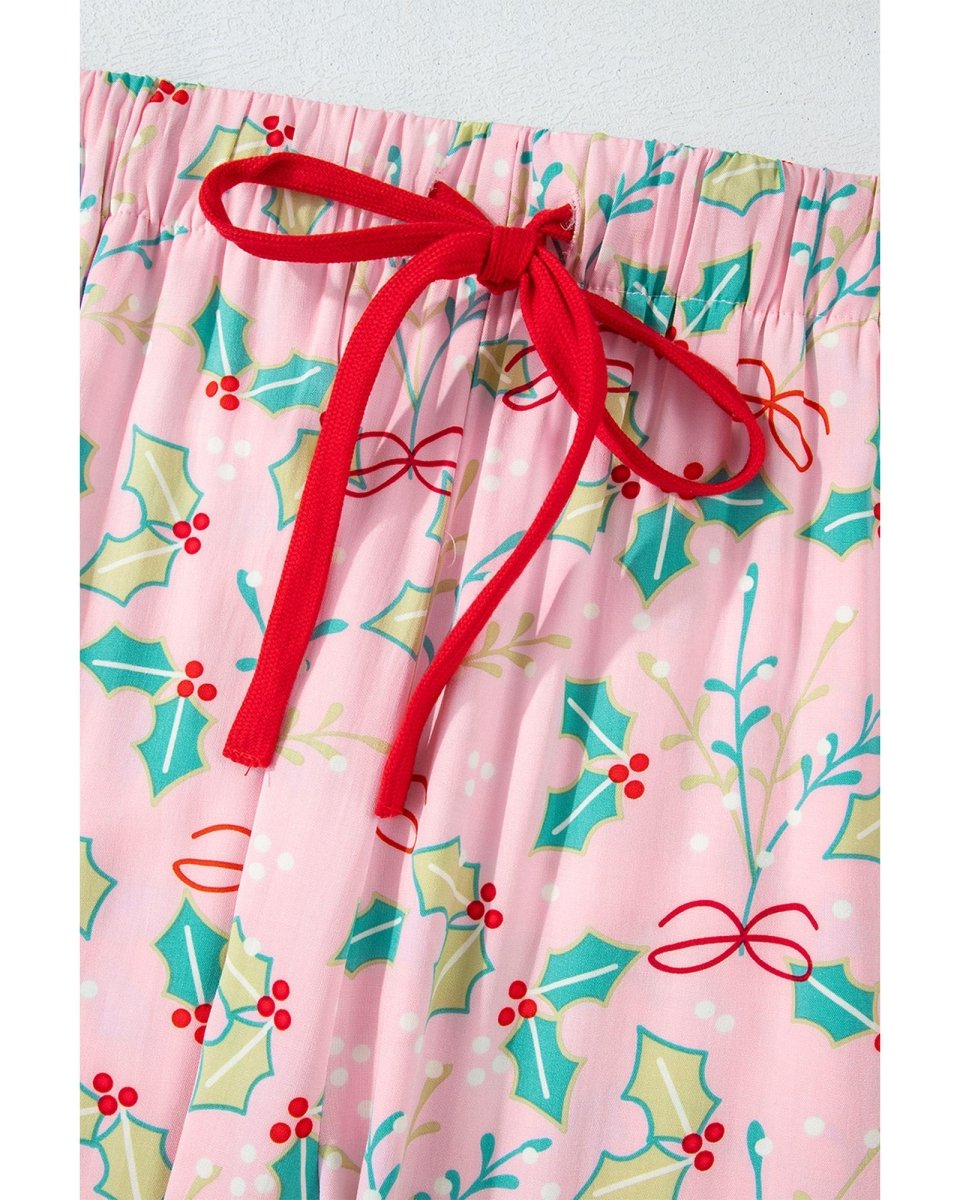 Multicolour Floral Christmas Pajamas Set - S