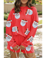 Gold Flame Sequin Christmas Santa Clause Corded Pullover and Shorts Set - S
