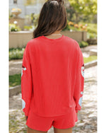 Gold Flame Sequin Christmas Santa Clause Corded Pullover and Shorts Set - S
