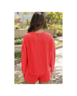 Gold Flame Shiny Father Christmas Corded Long Sleeve Top and Shorts Set - M