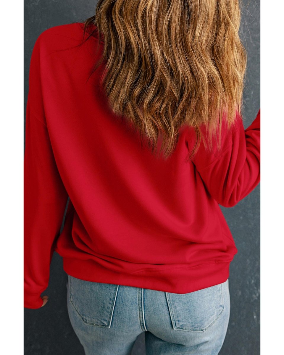 Racing Red Christmas Candy Cane Graphic Plus Size Sweatshirt - 4X