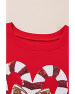 Racing Red Christmas Candy Cane Graphic Plus Size Sweatshirt - 4X