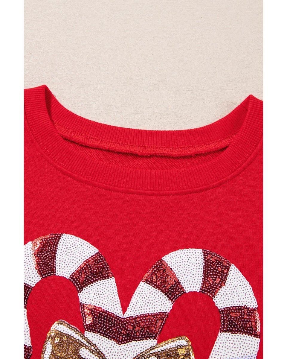 Racing Red Christmas Candy Cane Graphic Plus Size Sweatshirt - 4X