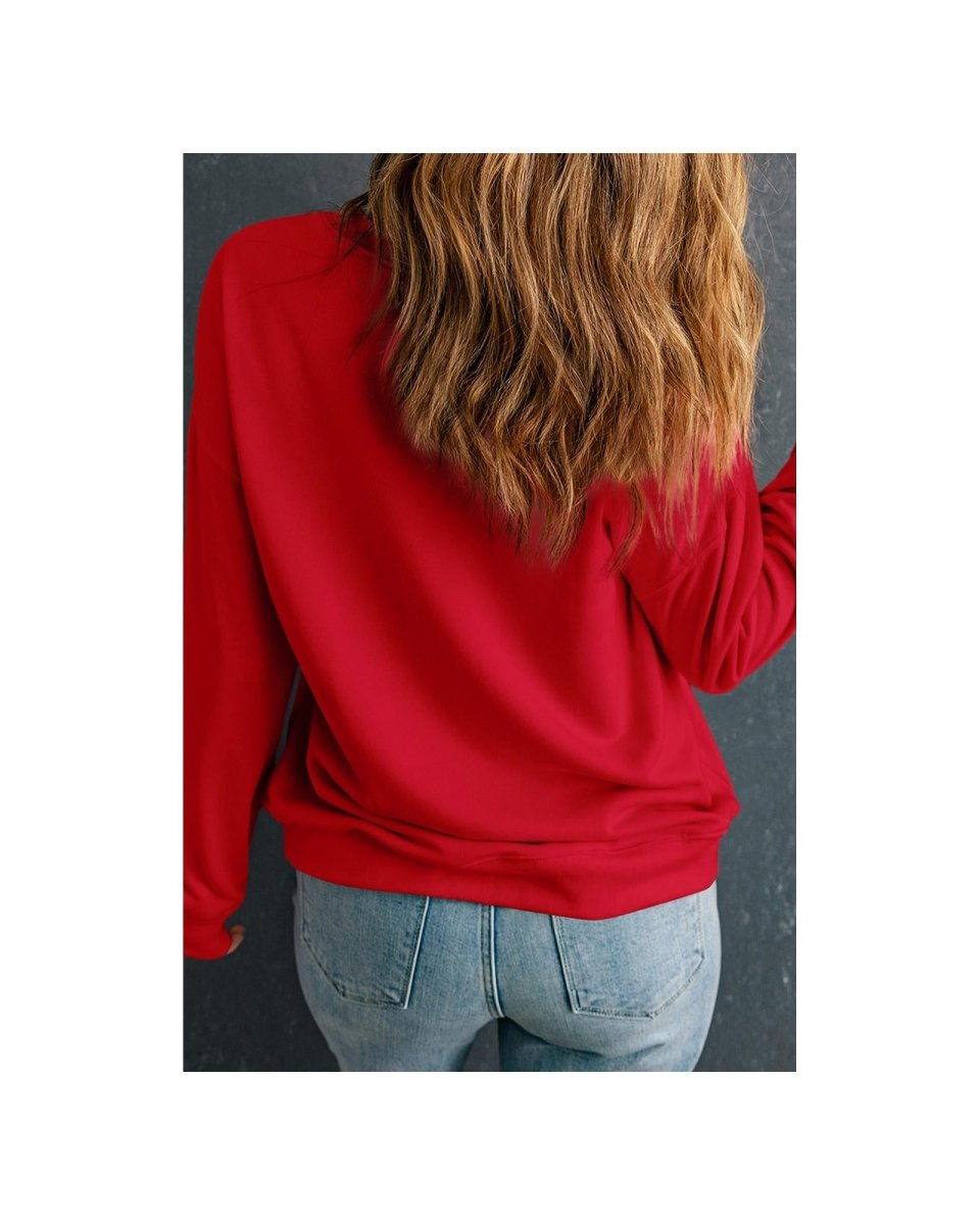 Racing Red Nutcracker Merry Christmas Printed Drop Shoulder Plus Size Sweatshirt - 1X