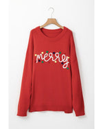 Fiery Red Merry Graphic Christmas Plus Size Sweater - 3X