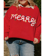 Fiery Red Merry Graphic Christmas Plus Size Sweater - 3X