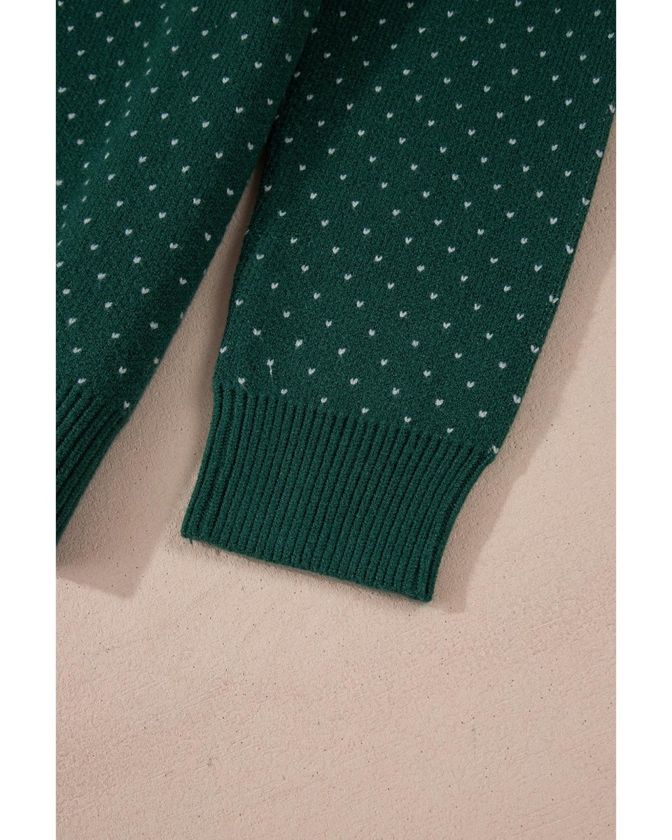 Green Christmas Snowflake Pattern Drop Shoulder Plus Size Sweater - 1X