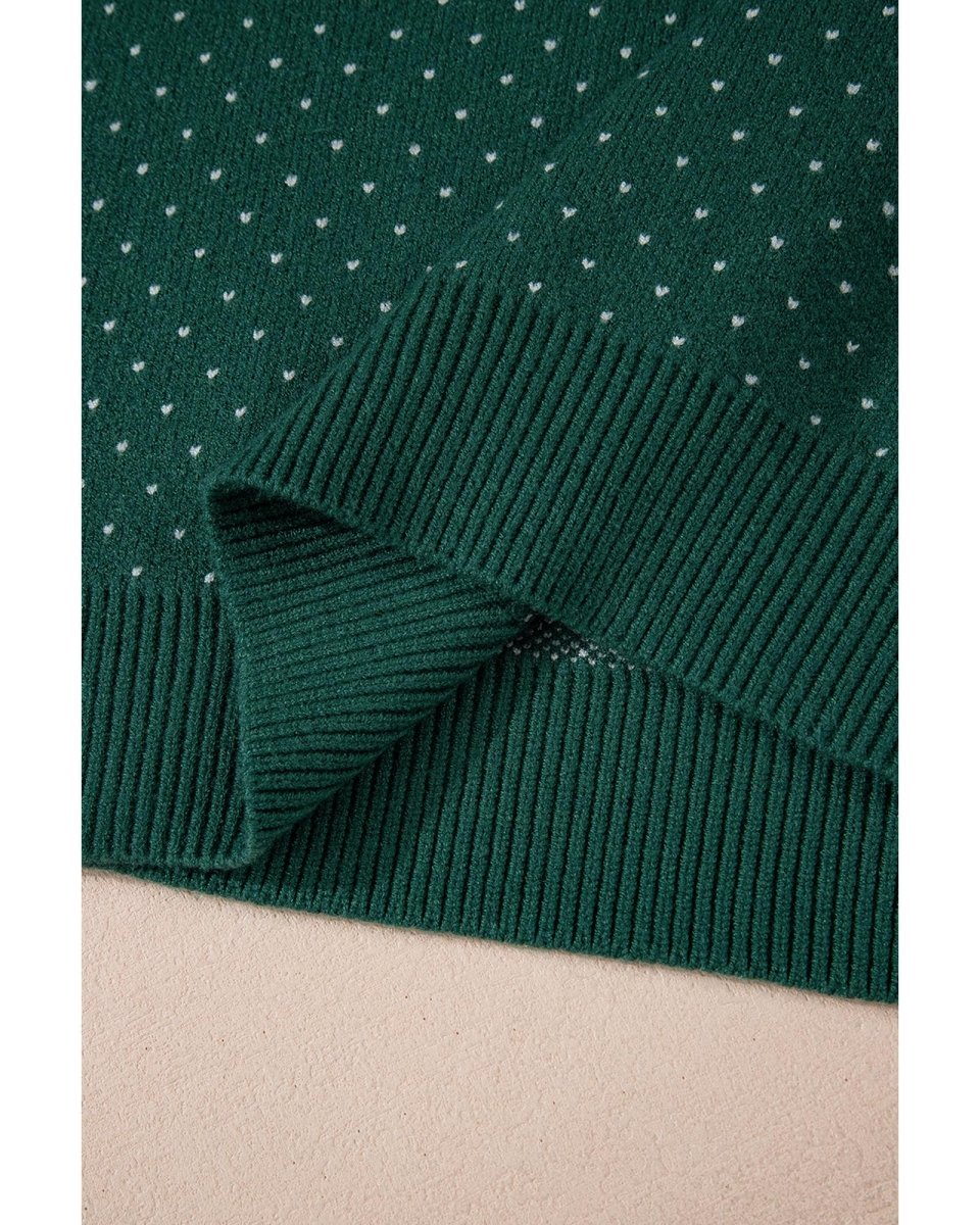 Green Christmas Snowflake Pattern Drop Shoulder Plus Size Sweater - 2X