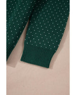 Green Christmas Snowflake Pattern Drop Shoulder Plus Size Sweater - 3X