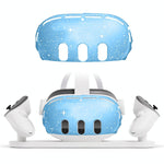 Glitter Protective Shell for Meta Quest 3 - 7 in 1 - 7 In 1 Ordinary Transparent Blue