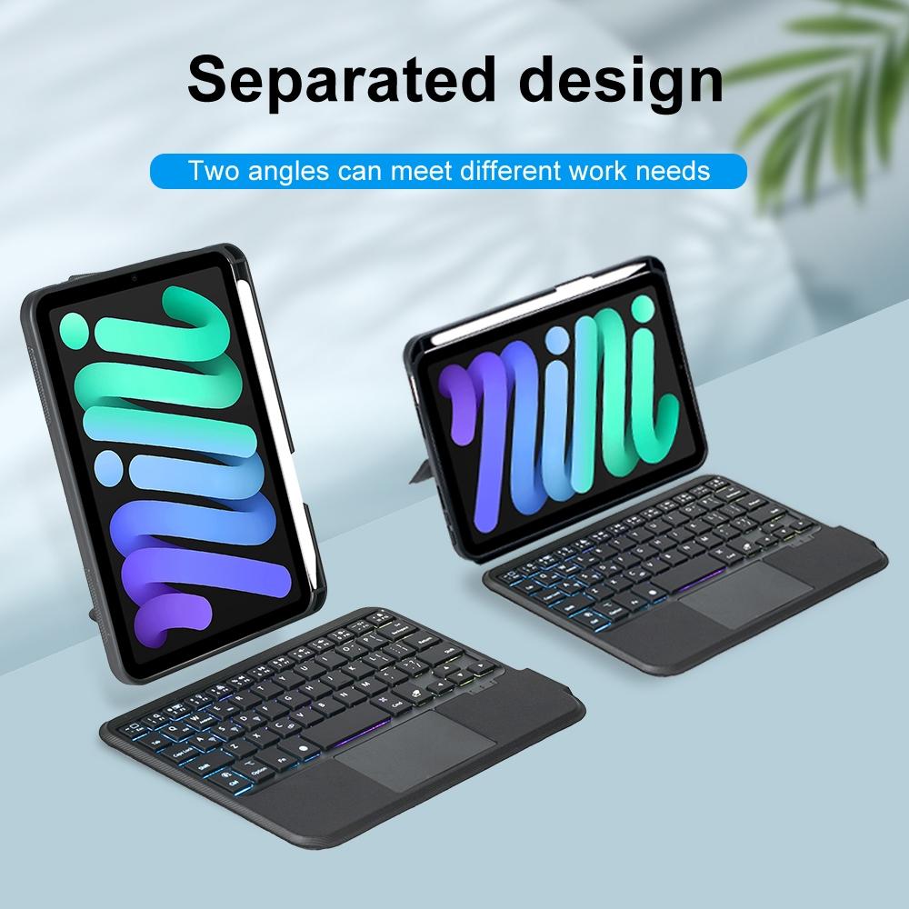 Split Type Bluetooth Keyboard Leather Case For Ipad Mini6 With Touch Backlight