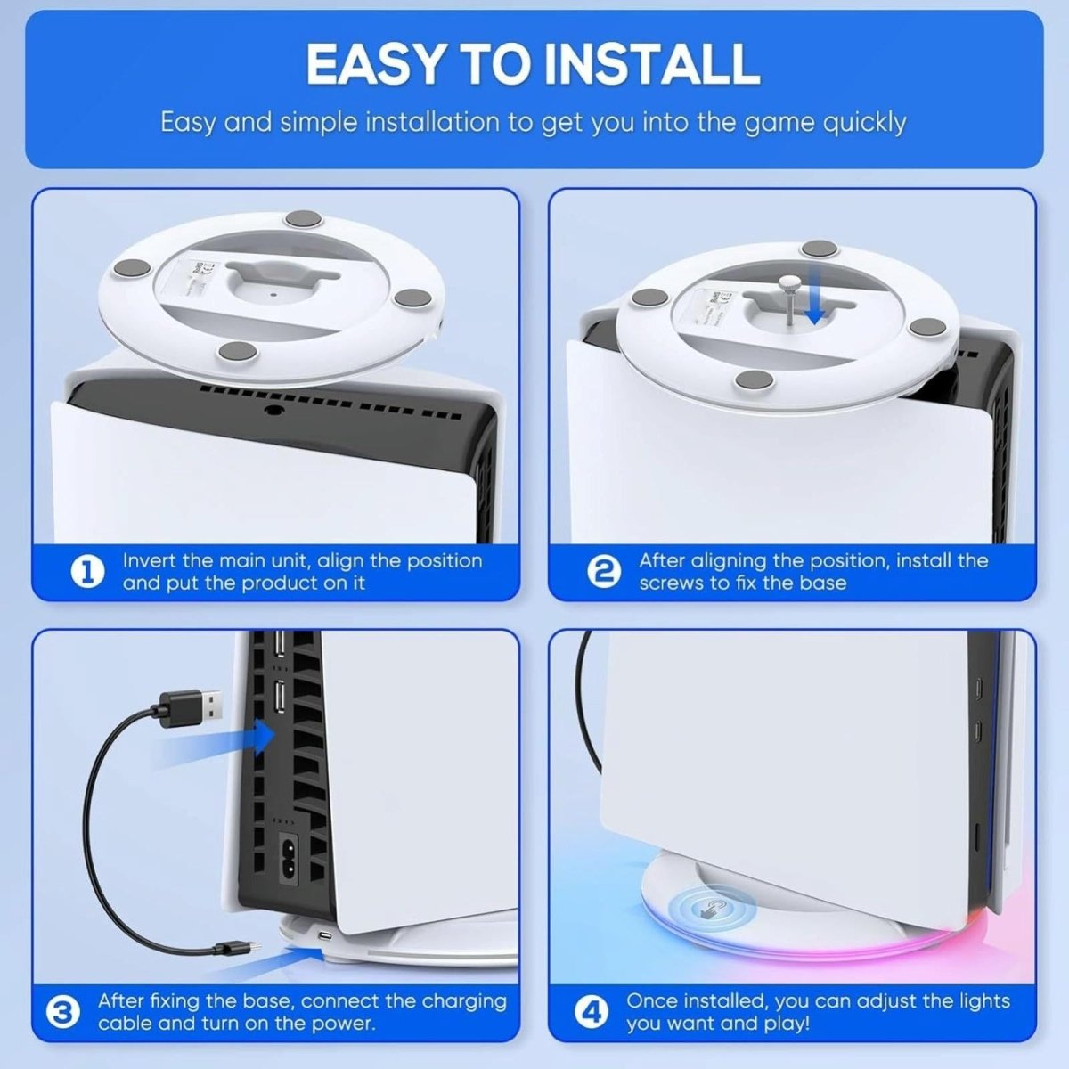 Universal Vertical Cooling Base For Sony Ps5 Slim - Black - Colourful White