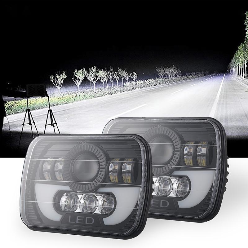 7 Inch 35W 4000Lm 6000K + Amber Car Truck Square Led Headlights Work Lights Spotlight