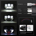 7 Inch 35W 4000Lm 6000K + Amber Car Truck Square Led Headlights Work Lights Spotlight