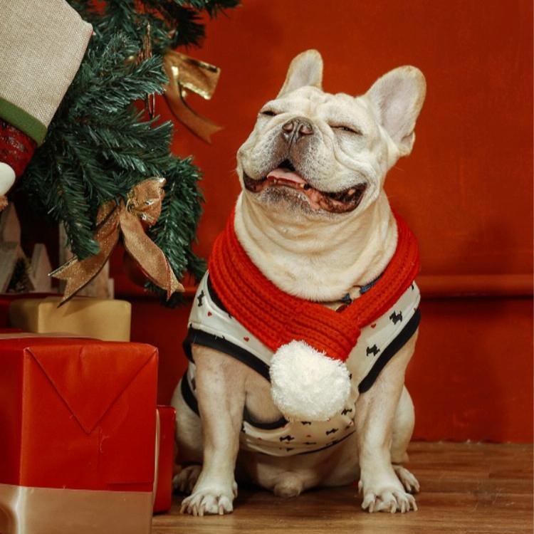Pet Christmas Wool Scarf For Medium & Large Dog Saliva Towel