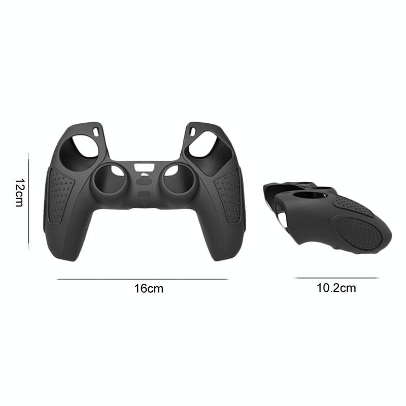 Black Silicone Protective Case for Ps5 Gamepad - Anti - skid Cover - Black + 2 Hats