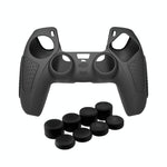 Black Silicone Protective Case for Ps5 Gamepad - Anti - skid Cover - White + 8 Hats