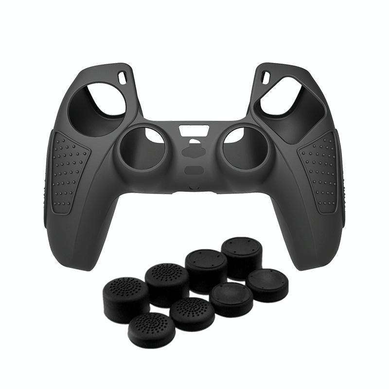 Black Silicone Protective Case for Ps5 Gamepad - Anti - skid Cover - Blue + 8 Hats