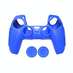 Black Silicone Protective Case for Ps5 Gamepad - Anti - skid Cover - Blue + 8 Hats