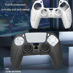 Black Silicone Protective Case for Ps5 Gamepad - Anti - skid Cover - Black + 8 Hats