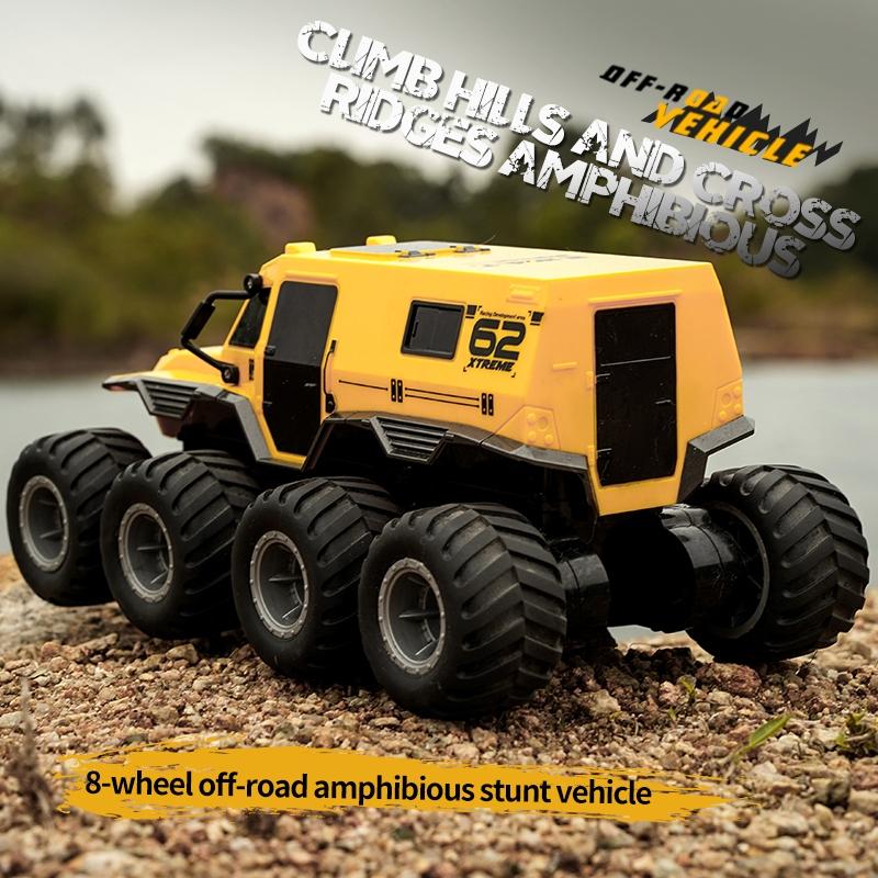 Amphibious Rc Vehicle with Eight Wheels - Black