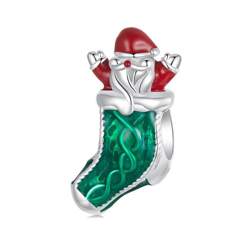 925 Sterling Silver Santa Bracelet Christmas Beads