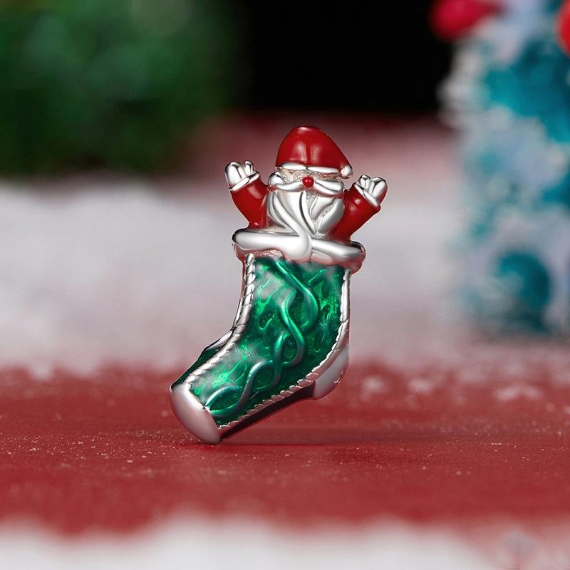 925 Sterling Silver Santa Bracelet Christmas Beads