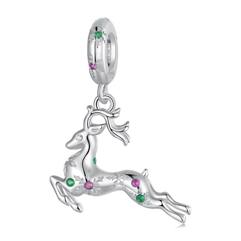 925 Sterling Silver Christmas Elk Pendant Beads