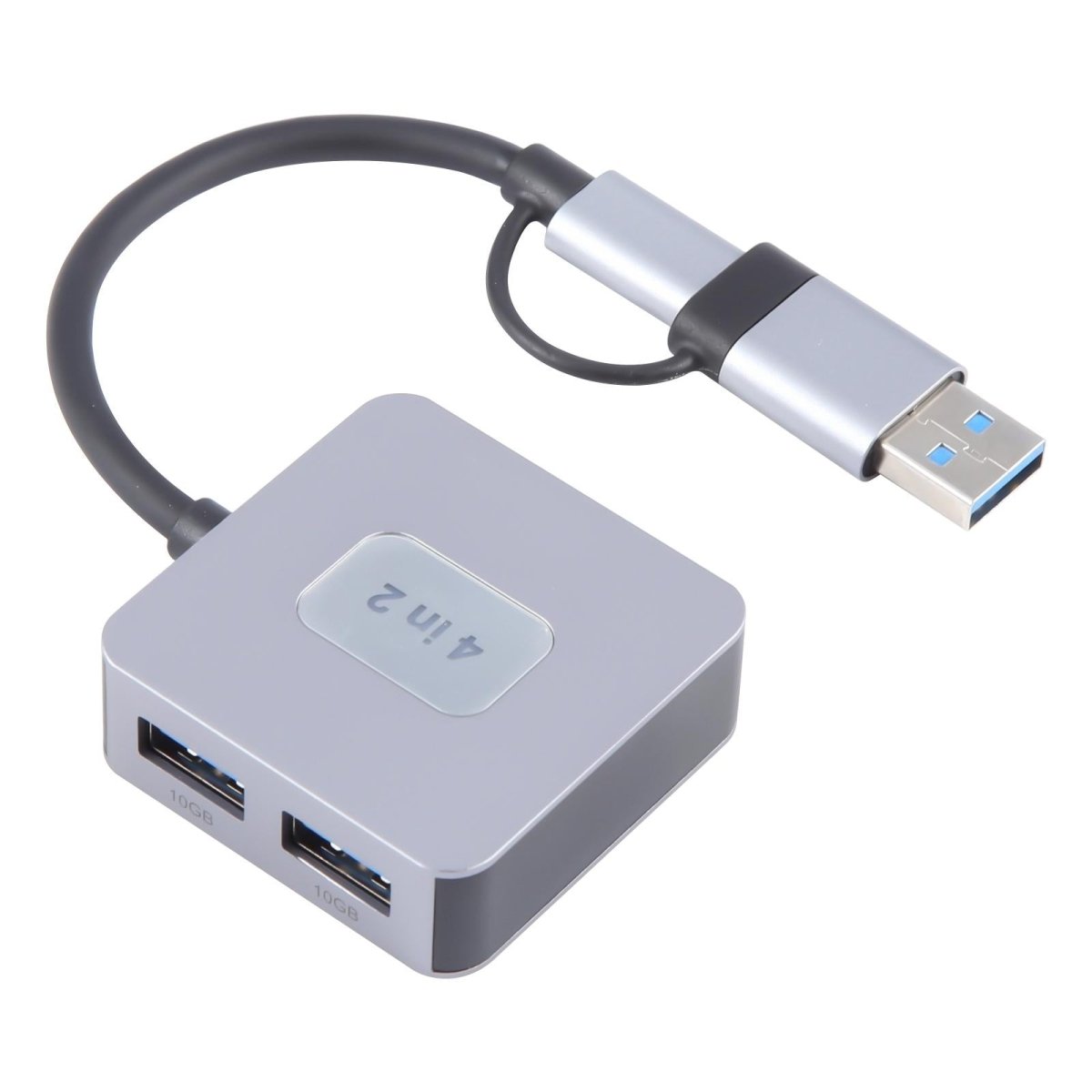 4 - In - 2 Usb + Usb - C 4 Port Hub Adapter Grey
