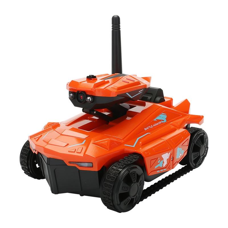 720p Hd Camera Rc Car with Real - time Surveillance and Remote Control - Tank Design - Orange