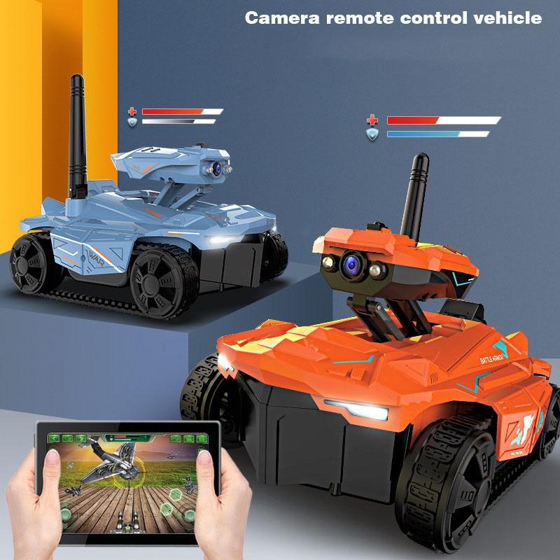 720p Hd Camera Rc Car with Real - time Surveillance and Remote Control - Tank Design - Orange