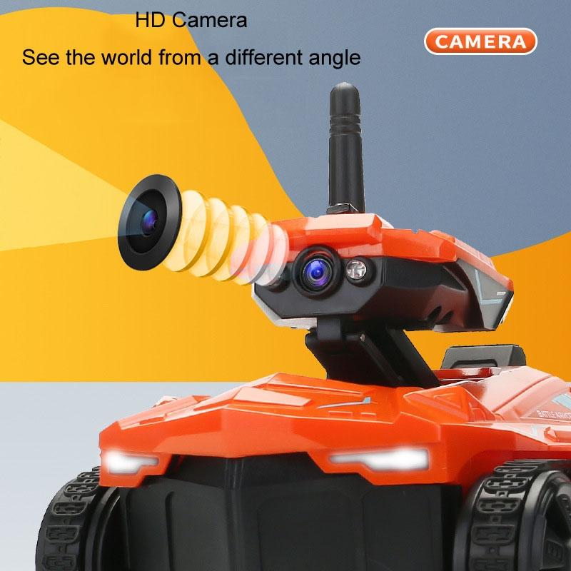 720p Hd Camera Rc Car with Real - time Surveillance and Remote Control - Tank Design - Orange