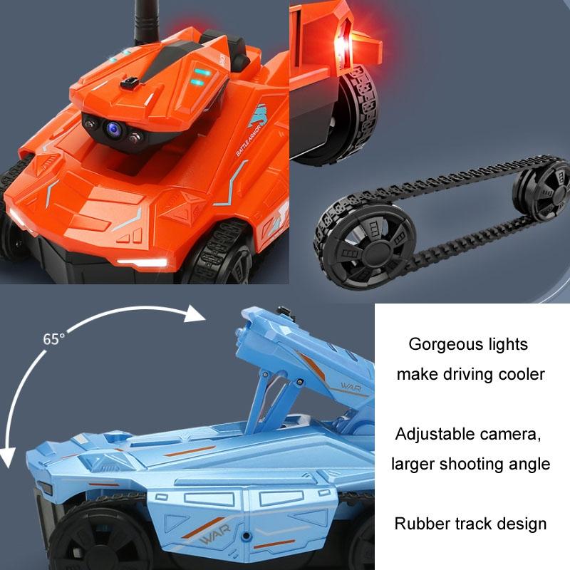 720p Hd Camera Rc Car with Real - time Surveillance and Remote Control - Tank Design - Orange