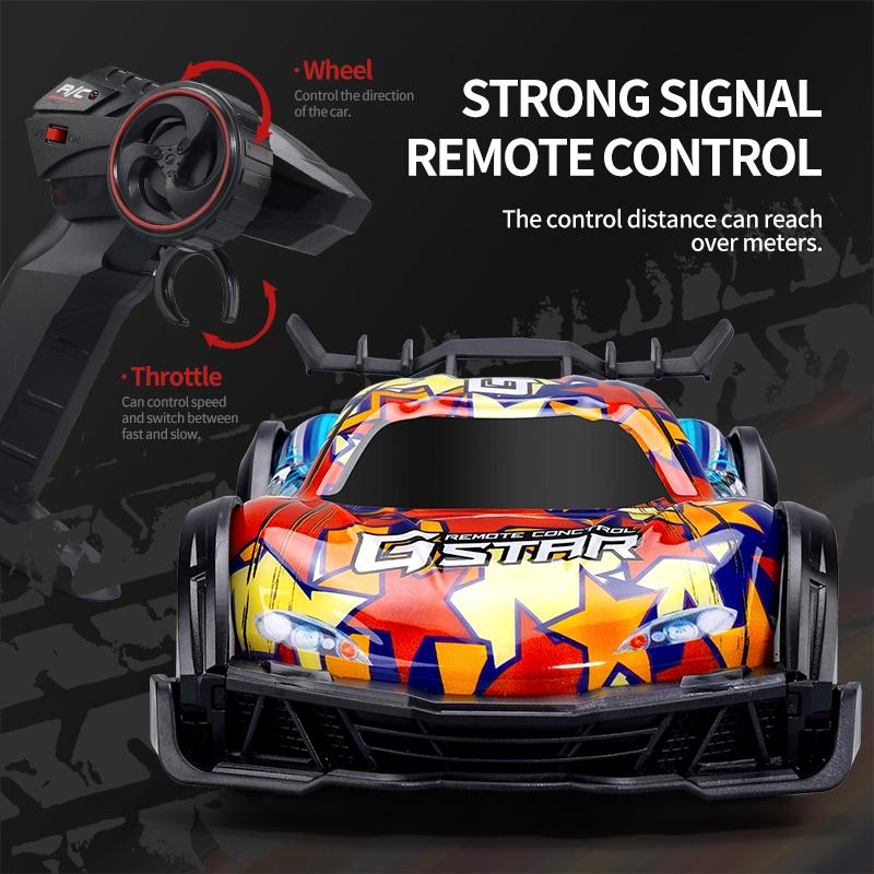 Remote Control Racing Car with Colourful Lights 4wd - Blue