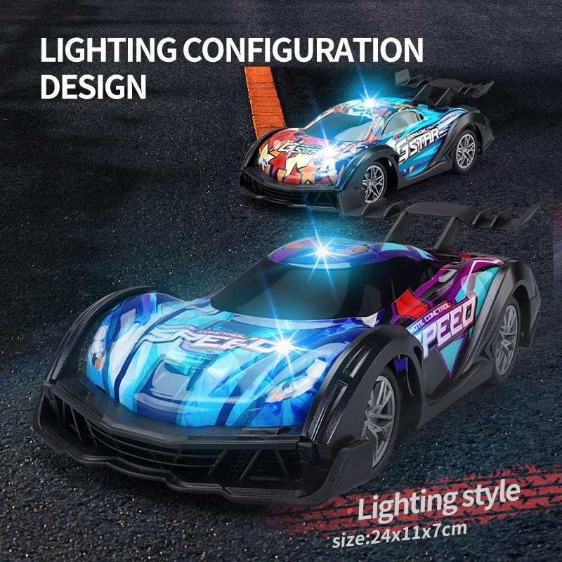 Remote Control Racing Car with Colourful Lights 4wd - Blue