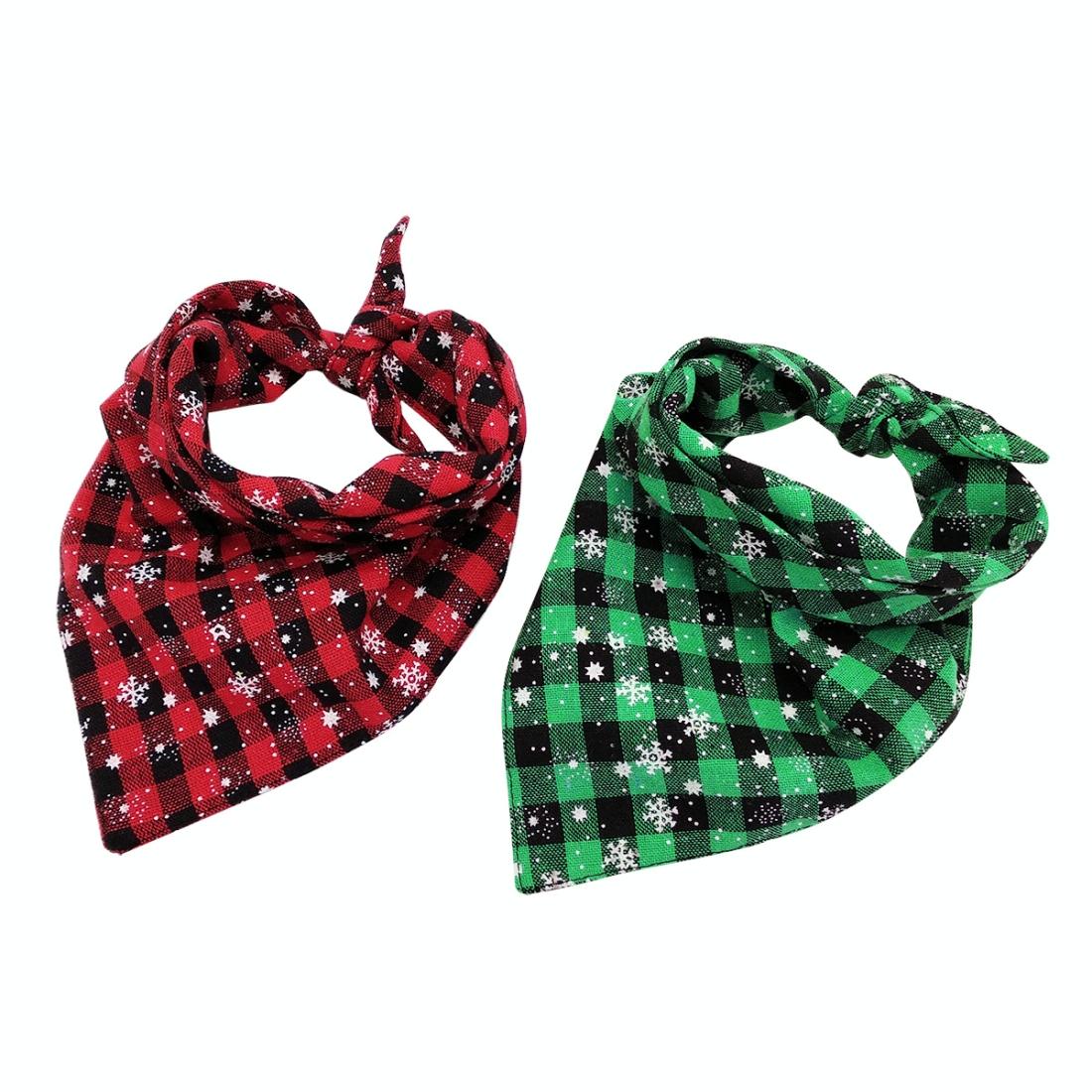 Pet Triangle Towel Christmas Snowflake Dog Saliva Towel - Size S - Red