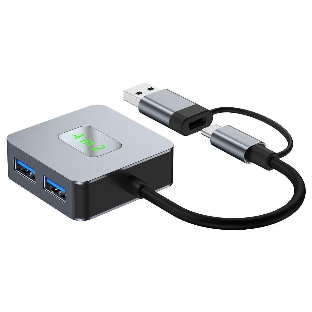 4 - In - 1 Usb - C To Usb 3.2 4 - Port Hub Adapter Grey