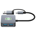 4 - In - 1 Usb - C To Usb 3.2 4 - Port Hub Adapter Grey