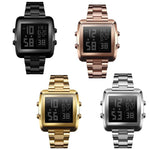 Vintage Gold Steel Square Watch - Waterproof & Luminous - Black